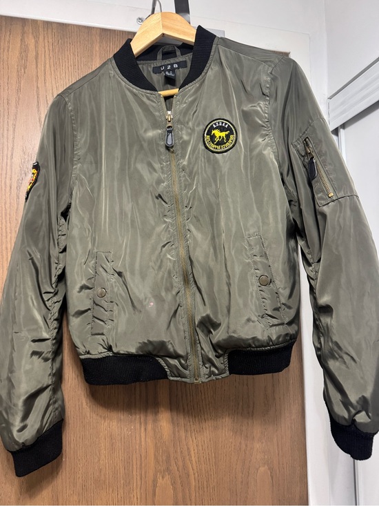 U2B Urban Basics Jackets & Blazers - Olive Green Bomber Jacket with Patch Detail pockets size M